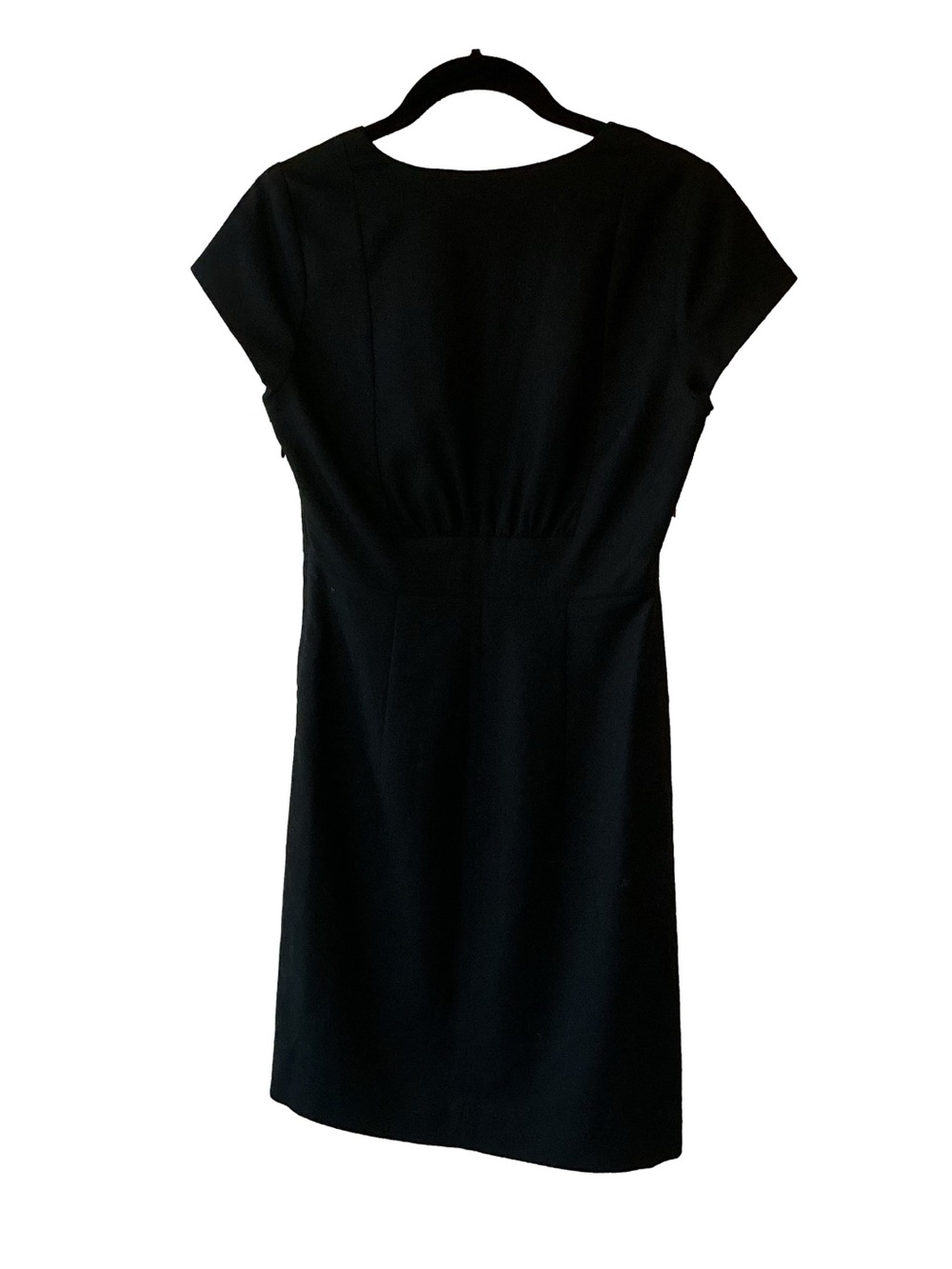 J. Crew Factory Black V Neck Cap Sleeve Sheath Dress LBD 2 - Picture 2 of 8